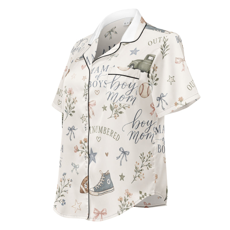 All-over print women’s short sleeve pajama top