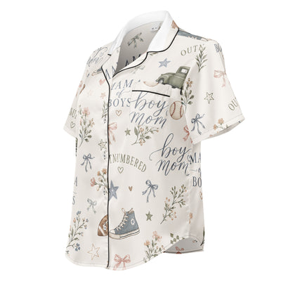 All-over print women’s short sleeve pajama top