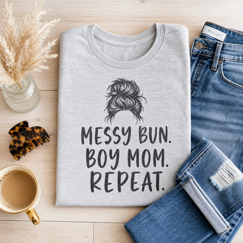 MESSY BUN. BOY MOM. REPEAT.™ Premium Tee